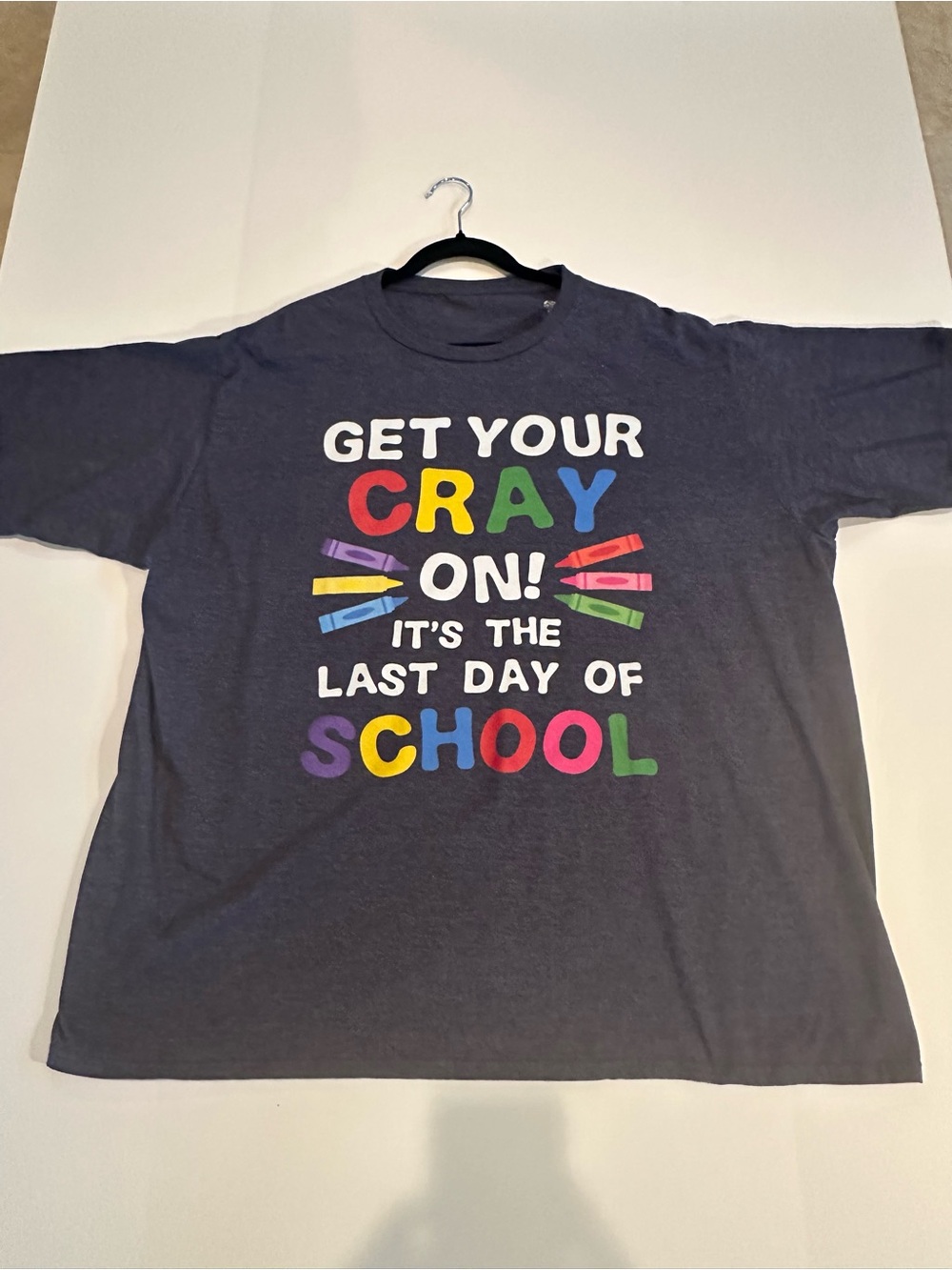 Unisex Adult Soft Navy 'Get Your Cray On' Last Day of School T-Shirt